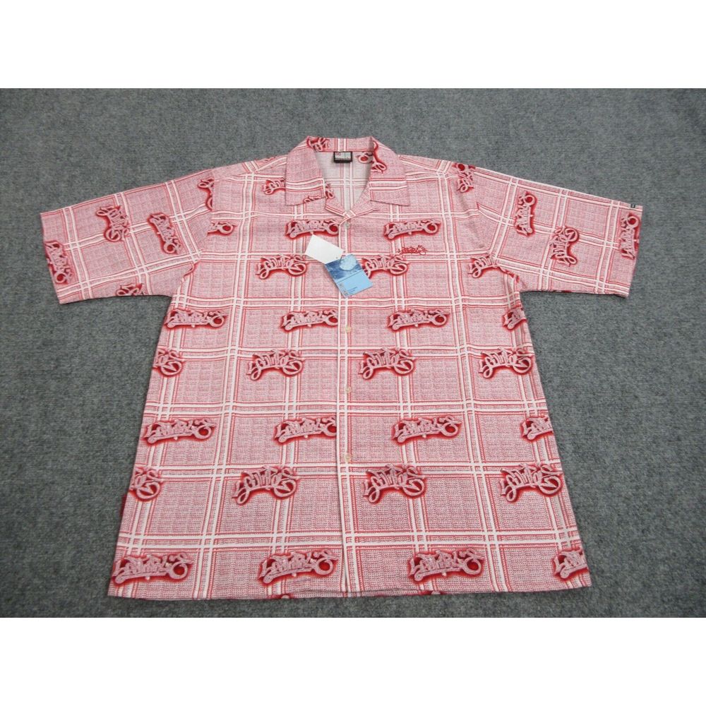 Vintage Southpole Shirt Mens Large Red Button Up Y2k Aop Logo Rap Hip Hop New